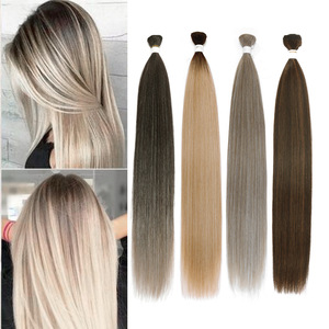Long Straight Synthetic Hair Extensions Heat Resistant Flame Retardant Fiber Machine Double Weft <b>Wig</b> <b>Braids</b> - Product Image 2