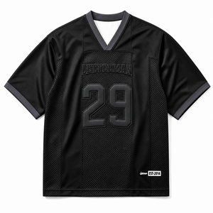 Custom Embroidery Vintage Black Mesh <b>Fan</b> Football Jersey V <b>Neck</b> Streetwear Sports Shirt Team Number Jersey - Product Image 3