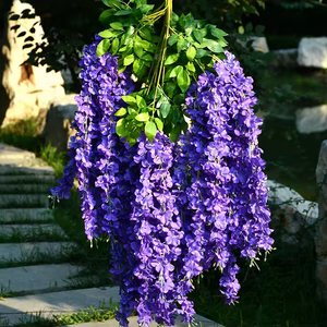 Guirlande de fleurs de glycine blanches en soie en gros pour décoration murale ou d'arbre de mariage - Product Image 4