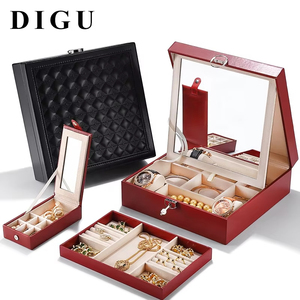 DIGU - <span class=keywords><strong>Joyero</strong></span> de Piel Sintética de Lujo, Organizador de Joyas de Gran Capacidad, Estuche de Almacenamiento de Joyas de Doble Capa con <span class=keywords><strong>Espejo</strong></span> y Mini Estuche de Viaje - Product Image 4