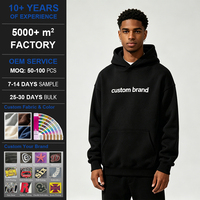 Sweat à capuche oversize noir uni pour homme 360g, avec logo de marque imprimé personnalisé, lavage enzymatique, appliqué, en molleton épais 100% coton, à enfiler