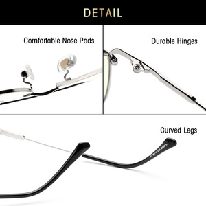 Nouvelle monture de lunettes carrée en métal anti-lumière bleue pour hommes, lunettes de soleil tendance 50005 - Product Image 4