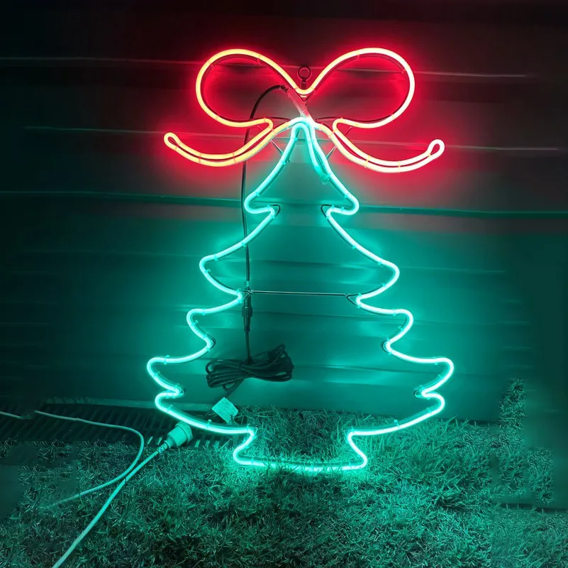 2023 led acrylique décorations de noël enseignes au néon extérieur arbre de noël lumineux néons