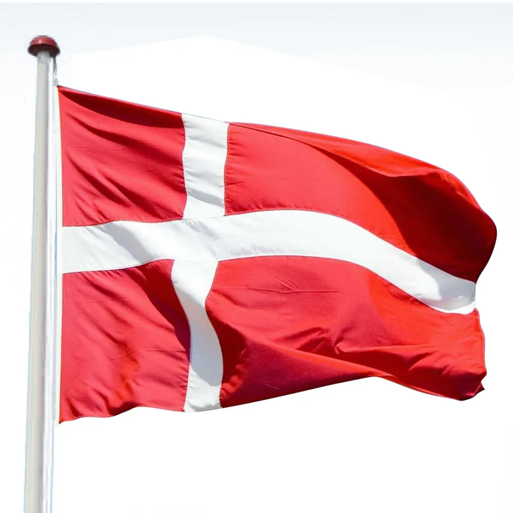 Deluxe 3x5 ft Dinamarca Bandeira Bandeiras Nacionais Dinamarquesas, Listras Costuradas, Dupla Face, Brass Grommets Perfeito para o Exterior