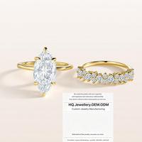 Bague de fiançailles artisanale plaquée or 18 carats, sertie de zircone cubique 5A taille marquise, ensemble de bagues empilables pour mariage/nuptiale pour femme