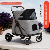Poussette pour animaux de compagnie de grande taille pour chiens et chats âgés, en acier au carbone, pliable en un clic, portable, pour une utilisation en extérieur
