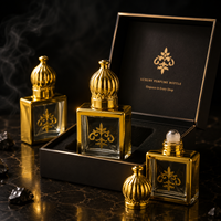 Flacon de parfum de luxe en verre ajouré plaqué or 6ml 8ml 10ml 15ml, flacon vide pour huiles essentielles, flacon d'attar rechargeable, style arabe