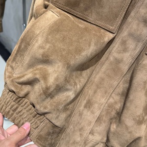 Chaqueta de piel de oveja auténtica con cuello alto y corte oversize, abrigos de gamuza, chaqueta bomber de gamuza para mujer - Product Image 5