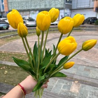 Bouquet de 5 tulipes réalistes au toucher naturel, fleurs artificielles pour mariage, décoration de la maison, fête, événement