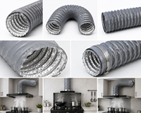 Tuyau flexible industriel en aluminium recouvert de PVC sur mesure, de 50 mm à 500 mm, pour hotte de cuisine et cuisinière à gaz