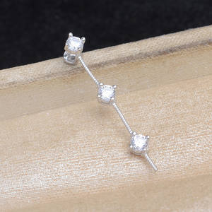 Wenchi S925 <b>Silver</b> DIY Pearl Jewelry Accessory 3mm Size 8-10mm Pendant 13532 Double-<b>Bead</b> Through-Hole Empty Base 3-<b>Bead</b> Style - Product Image 3