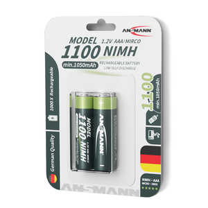 <span class=keywords><strong>ANSMANN</strong></span> NiMH <span class=keywords><strong>AAA</strong></span> 1,2V 1100mAh Wiederaufladbare Batterien 2 Stück Blisterpackung für Medizinische Geräte Spielzeug Taschenlampen Nutzungsdauer >1000 Zyklen - Product Image 5