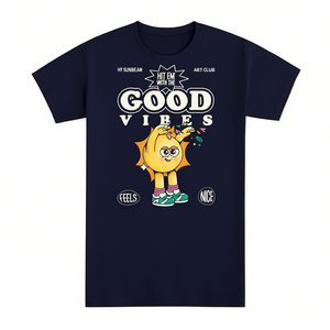 Camiseta Good Vibes Azul Oscuro Unisex, Ropa Promocional - Product Image 2