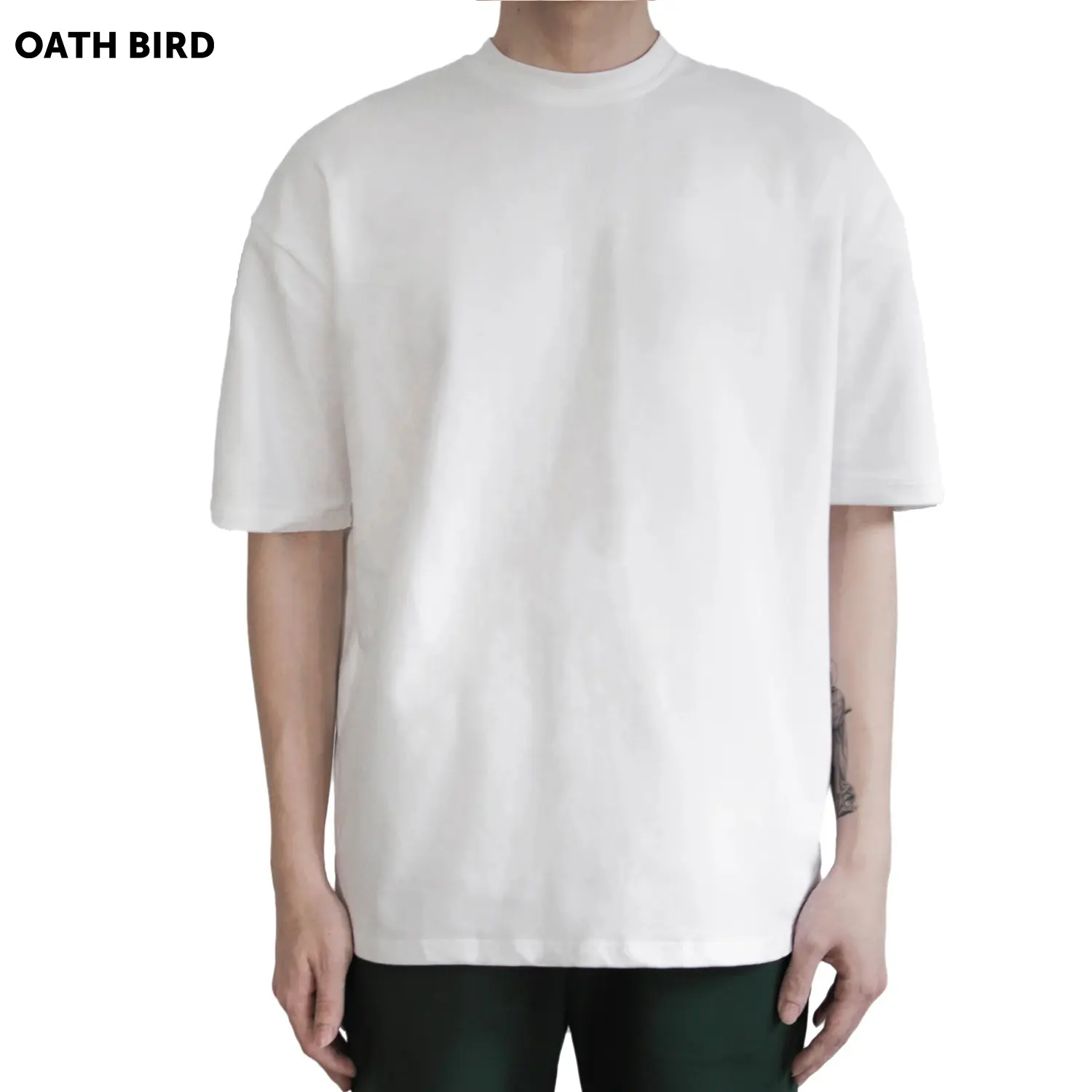 綿100% ヘビーウェイトドロップショルダールーズフィットブランクTシャツカスタムプリントロゴラベルホワイトTシャツ特大Tシャツユニセックス