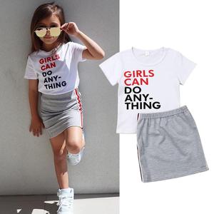 Conjunto de Ropa de Verano para Niñas, Camiseta Moderna + Falda Corta, Estilo Nuevo - Product Image 1