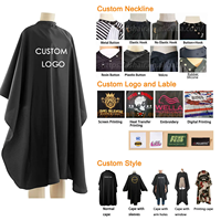Capa de Peluquería con Logotipo Personalizado, Impermeable, Diseño Personalizado de Fábrica, Capa de Corte de Pelo con Cuello de Goma