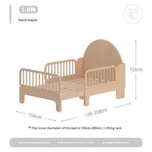 Fonte palazzo nordamericano legno di ciliegio in legno massello letto per bambini moderno estendibile letto singolo Splicing Guardrail letto - Product Image 6