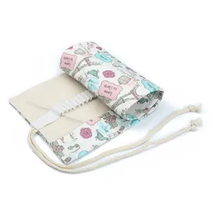 Étui de rangement pour stylos en toile, 36 trous, accessoire scolaire, pochette, accessoire de maquillage, brosse de make-up, trousse à crayons