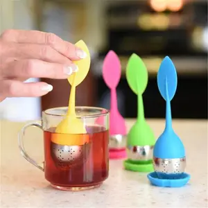 不锈钢浸泡球硅胶茶更陡的松散茶杯过滤器，用于散叶茶或草本