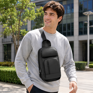 Sac à bandoulière pour <span class=keywords><strong>homme</strong></span>, sac à dos bandoulière, sac d'épaule d'origine OEM avec fermeture éclair SBS, port de charge USB et compartiment pour tablette - Product Image 6