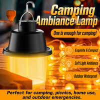 Lanterne de camping LED portable rechargeable, lampe de tente à lumière chaude avec affichage de la puissance de la batterie et crochet de suspension pour la randonnée en plein air