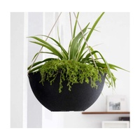 Grandes jardinières suspendues modernes en plastique noir, durables et écologiques, pour l'intérieur et l'extérieur, avec trous de drainage