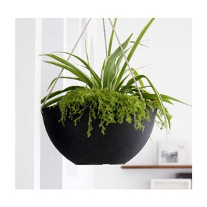 Grands pots suspendus pour plantes d'<span class=keywords><strong>extérieur</strong></span> et d'intérieur, pots à fleurs suspendus en plastique noir avec trous de drainage - Product Image 2