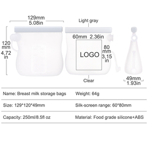 Récipient réutilisable anti-fuite pour aliments frais Sacs de <span class=keywords><strong>congélation</strong></span> pour le stockage du <span class=keywords><strong>lait</strong></span> <span class=keywords><strong>maternel</strong></span> en silicone de qualité alimentaire sans Bpa - Product Image 3