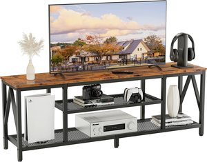 TV Stand for 65 70 inch TV, Industrial <strong>Entertainment</strong> Center, Long 63'' TV Console <strong>Table</strong> with Open Storage Shelves for bed room