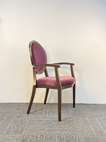 Fauteuil de loisirs à accoudoirs de style français, finition antique, pour salle à manger, avec coussin individuel