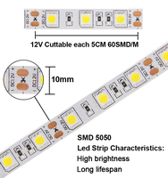 Tiras LED Flexibles COB SMD 2835 5050 IP65 IP67 Resistentes al Agua, 6W 9W 14W CCT Blanco Cálido RGB RGBW, DC 5V 12V 24V