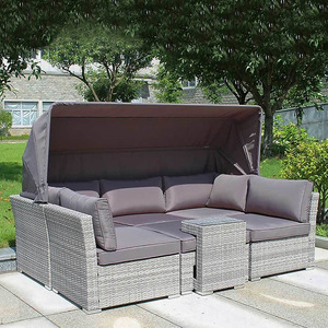 Set di <span class=keywords><strong>Mobili</strong></span> <span class=keywords><strong>da</strong></span> <span class=keywords><strong>Giardino</strong></span> con Divano Impermeabile e Resistente al Sole, Design Minimalista Moderno, Tavolo <span class=keywords><strong>da</strong></span> Caffè in Rattan Intrecciato - Product Image 4