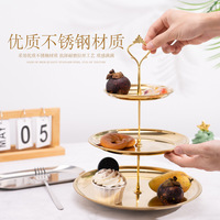 Plateau à dessert écologique Yolecen à 3 niveaux, plat à bonbons, support à gâteau en acier inoxydable, plat à sucre, assiettes à fruits secs pour Noël