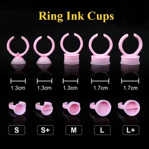 100 Uds plástico desechable <span class=keywords><strong>Microblading</strong></span> tatuaje tinta anillo taza tapas pigmentos L M S maquillaje permanente uso agujas suministros Accesorios - Product Image 1