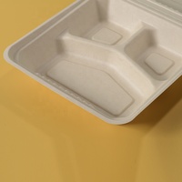 Vaisselle jetable en bagasse écologique à 3 compartiments Vaisselle jetable Boîte à lunch en papier jetable en bagasse biodégradable