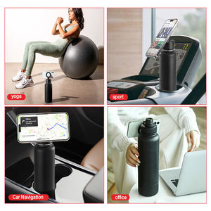 Botella de agua con tapa magnética de nuevo diseño con soporte para teléfono, botella de camping deportiva de acero inoxidable al vacío aislada - Product Image 5