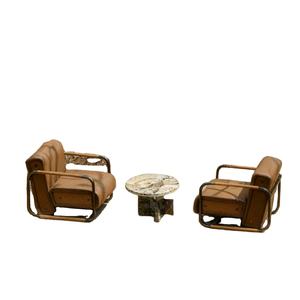 Sofá de exterior de acero impermeable de alta gama con acabado tipo yate para patio de villa, terraza de bienes raíces y jardín, mobiliario para el hogar, para el departamento de ventas de alta gama - Product Image 1