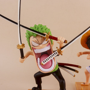 Juego de 3 Figuras de <span class=keywords><strong>Manga</strong></span>, Estatuas de Luffy, Zoro y Sanji de One Piece, Versión Q, Divertidas Figuras de Anime de PVC, Muñecos de Juguete - Product Image 2