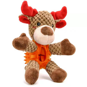 Jouets pour chiens en gros, durables, qui distribuent de la nourriture, en forme de Père Noël et Bonhomme de neige, jouets à mâcher en peluche couineurs pour Noël - Product Image 5