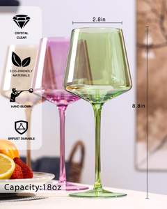 Verres à <span class=keywords><strong>vin</strong></span> rouge et blanc uniques et colorés de 18 oz, soufflés à la main, avec long pied, pour fêtes, <span class=keywords><strong>bar</strong></span> à domicile, Noël - Product Image 5