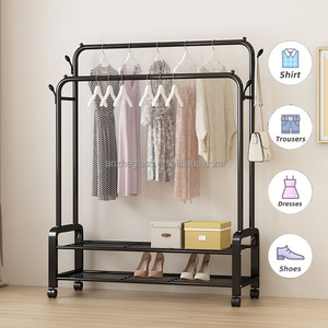 Séchoir à linge multifonctionnel en métal durable pour intérieur, <span class=keywords><strong>simple</strong></span>, avec roulettes, pour chapeaux, chaussures et vêtements - Product Image 3