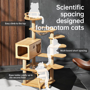 Pakeway, cápsula espacial de salto multicapa de sisal natural moderno de lujo barato, marco de torre de garra de gato Bantam, casa de árbol de gato de madera - Product Image 3