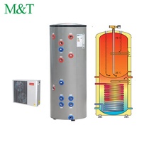 Pompe à chaleur air-eau certifiée CE, réservoir de chauffe-eau 200L, solaire/électrique, usage domestique, acier inoxydable, garantie 3 ans, monobloc