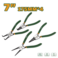 Jeu de 4 pinces à circlips 7 pouces à mâchoires courbées, pour circlips externes et internes, en acier, kit de bricolage pour anneaux de retenue métriques