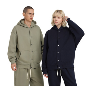 Sweat-shirt à capuche boutonné pour homme, confortable, tendance, de style streetwear, rembourré, de haute qualité, 550 g/m², vente en gros - Product Image 2