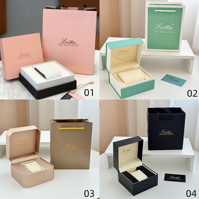 Scottie Factory Wholesale Women's Watch Box Set with Card and Tote Bag in Stock Synthetic Wood and PU Leather Texture
