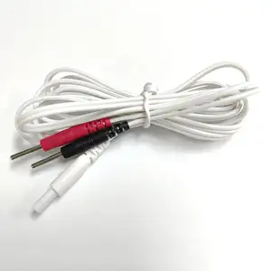 Línea de cable de electrodo Material de alambre de lámina de cobre enchufes especiales 1,0 Cable de clavija de dos orificios para aliviar el dolor Electrodos Cable de clavija