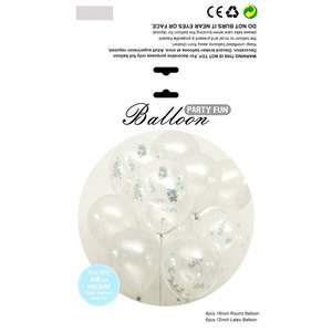Kit de ballons de fête amusants, 12 pouces, en latex argenté avec confettis, ronds, pour décoration DIY de mariage, anniversaire, ou de fête prénatale - Product Image 1