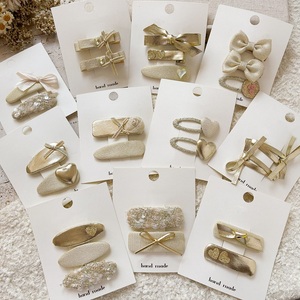 MIO Gold Color Glossy Series Hair Pin Set Sweet Kids Girls Horquilla Lovely Side Clip Bow Tie Lentejuelas BB Clip - Product Image 1