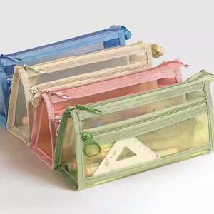 Estuche Transparente de Malla para Lápices - Doble Capa, Tridimensional, Estilo Bolsa de Maquillaje de Gran Capacidad - Product Image 3